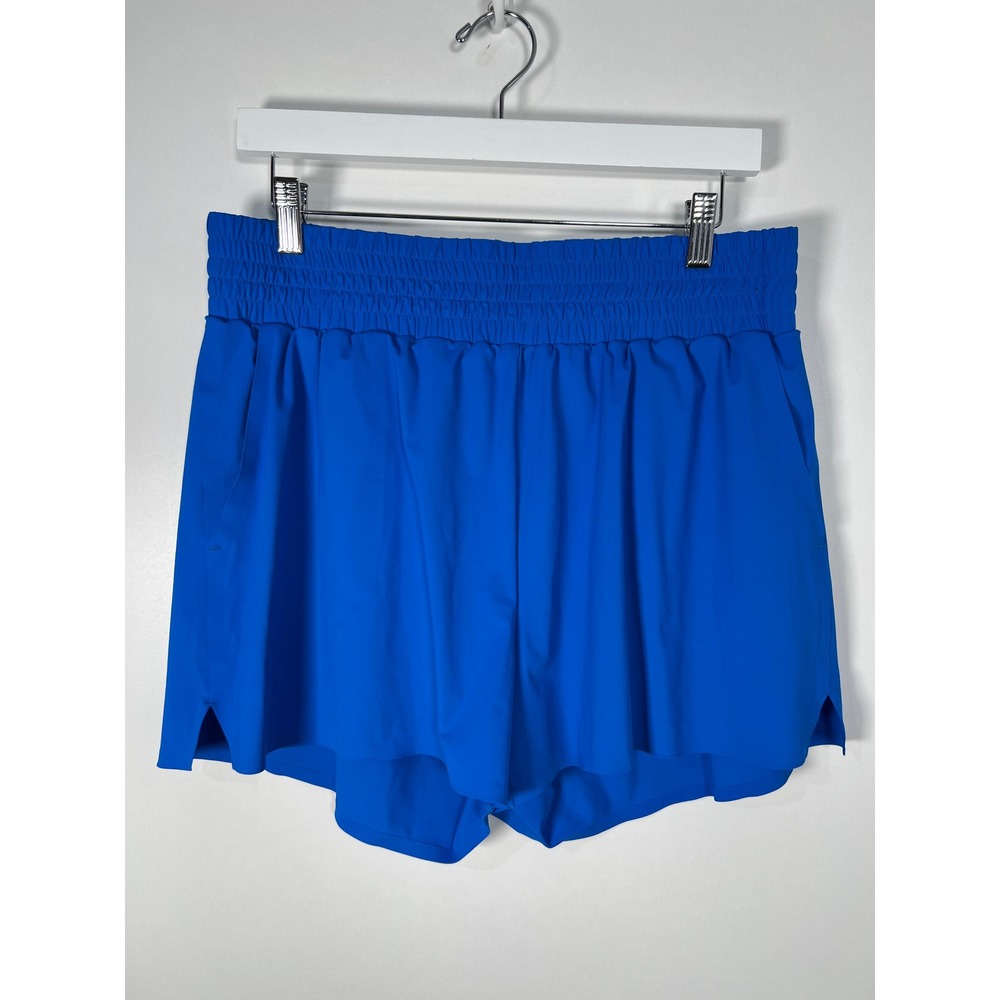 Zyia Active Blue Solid Smocked Waist Active Shorts Athletic Gym Sporty XXL